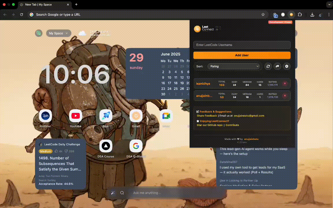 LeetConnect Demo - Real-time friend tracking
